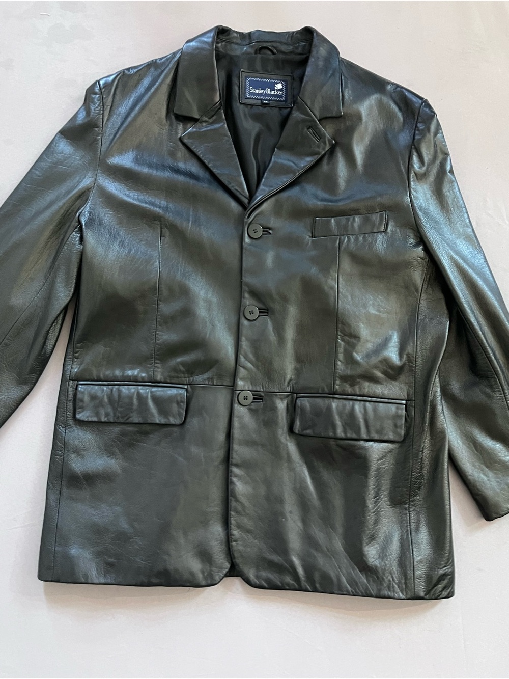 Stanley Black Leather Lightweight Shirt Jacket